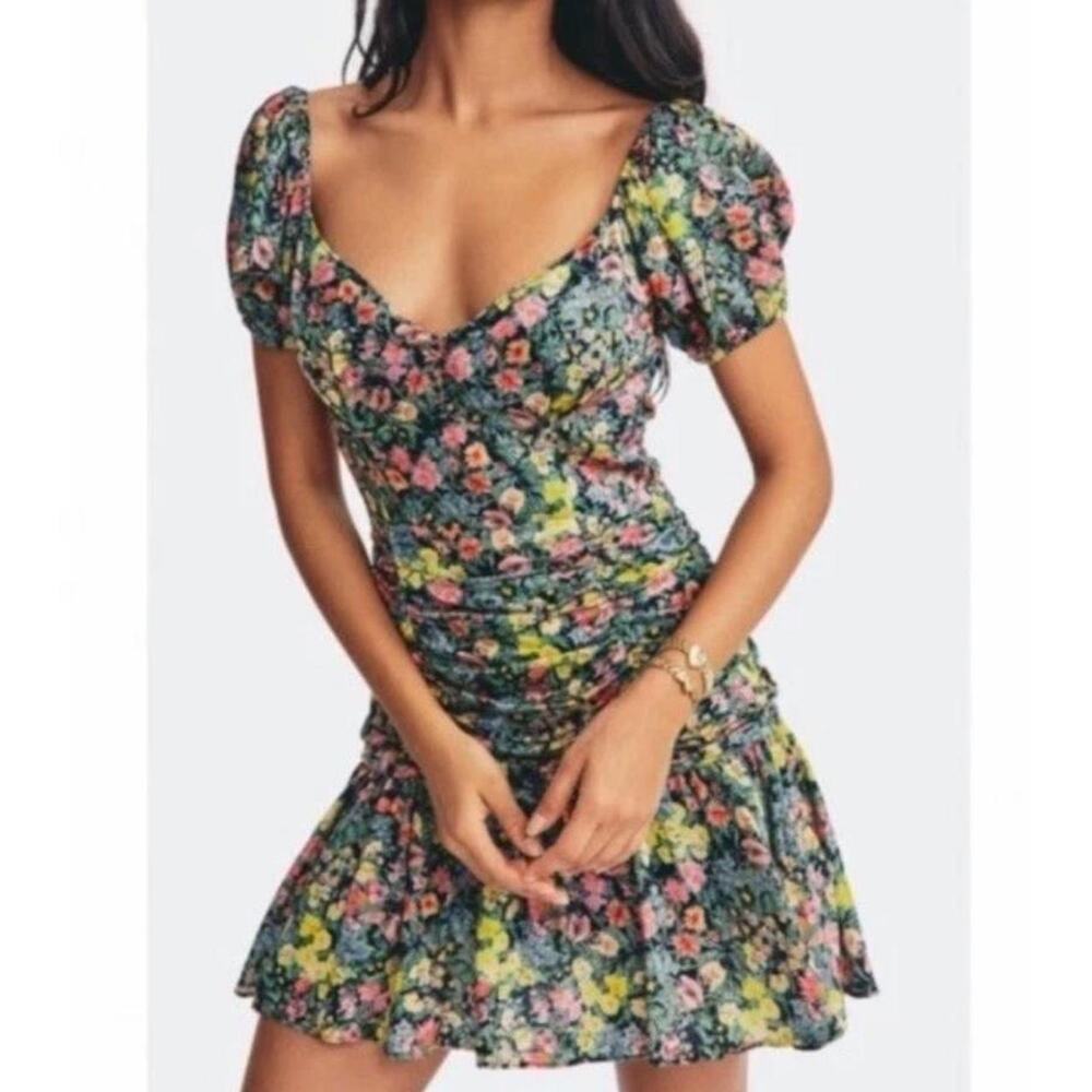 Loveshackfancy multicoloured floral mini dress